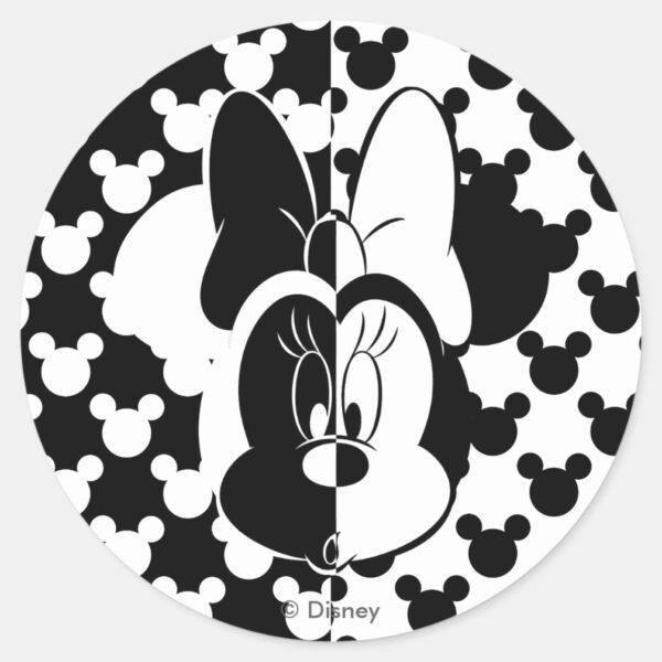 Trendy_Minnie___Black_&_White_Modern_Classic_Round_Sticker_1 Trendy Minnie Black White Modern Classic Round Sticker