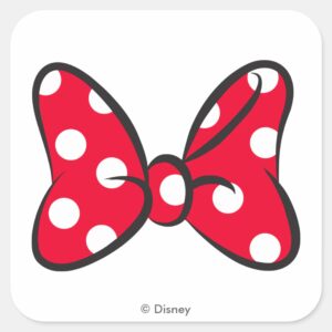 Trendy Minnie Red Polka Dot Bow Square Sticker
