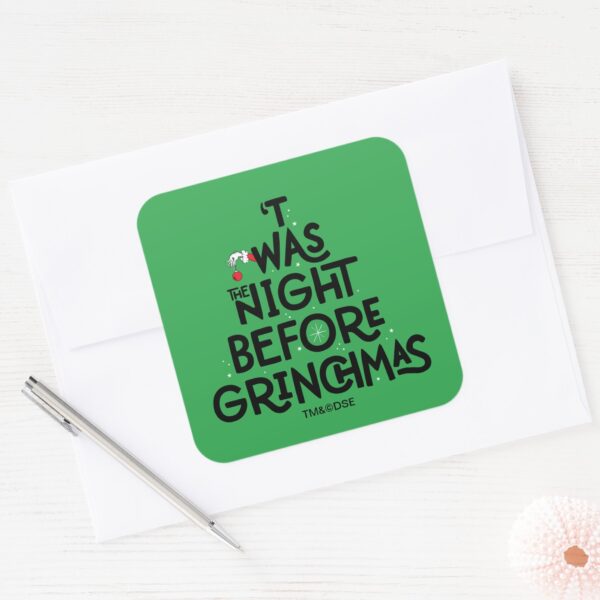 'Twas_the_Night_Before_Grinchmas_Square_Sticker_3 Twas The Night Before Grinchmas Square Sticker