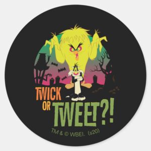 _Twick_or_Tweet__TWEETY™_&_SYLVESTER™_Classic_Round_Sticker_1 Twick Or Tweet TWEETY™ SYLVESTER™ Classic Round Sticker