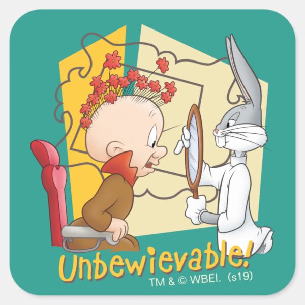 _Unbewievable__Barber_BUGS_BUNNY™_&_Elmer_Fudd_Square_Sticker_1 Unbewievable Barber BUGS BUNNY™ Elmer Fudd Square Sticker