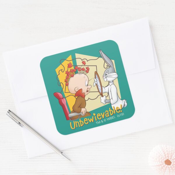 _Unbewievable__Barber_BUGS_BUNNY™_&_Elmer_Fudd_Square_Sticker_3 Unbewievable Barber BUGS BUNNY™ Elmer Fudd Square Sticker