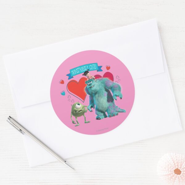 Valentine's_Day_-_Monsters_Inc._Classic_Round_Sticker_3 Valentines Day Monsters Inc. Classic Round Sticker