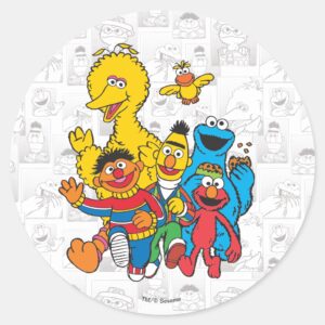 Vintage 123 Sesame Street Classic Round Sticker