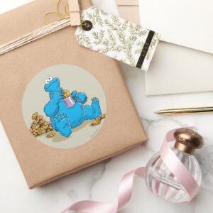 Vintage Cookie Monster Eating Cookies Classic Round Sticker