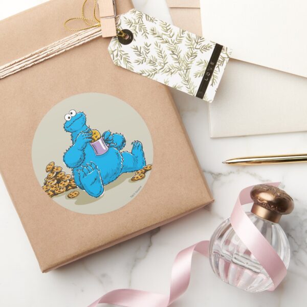 Vintage_Cookie_Monster_Eating_Cookies_Classic_Round_Sticker_5 Vintage Cookie Monster Eating Cookies Classic Round Sticker