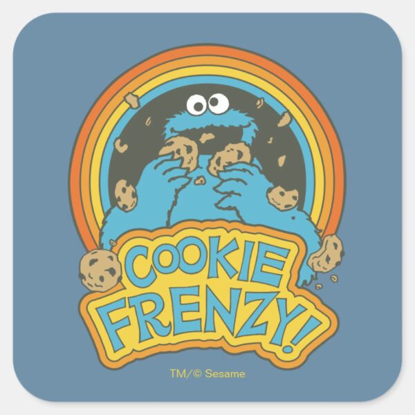 Vintage_Cookie_Monster___Cookie_Frenzy_Square_Sticker_1 Vintage Cookie Monster Cookie Frenzy Square Sticker