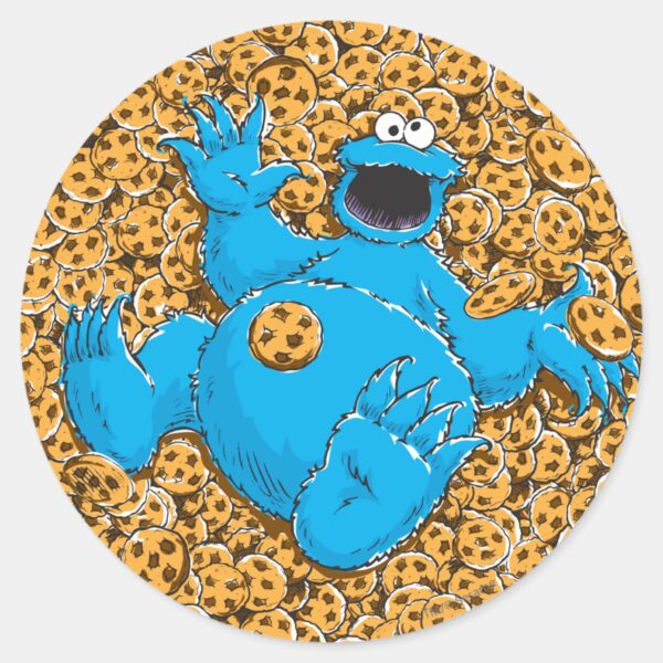 Vintage_Cookie_Monster_and_Cookies_Classic_Round_Sticker_1 Vintage Cookie Monster And Cookies Classic Round Sticker