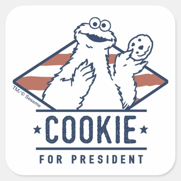 Vintage_Cookie_Monster_for_President_Square_Sticker_1 Vintage Cookie Monster For President Square Sticker