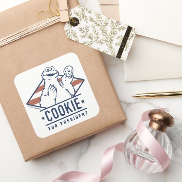 Vintage_Cookie_Monster_for_President_Square_Sticker_5 Vintage Cookie Monster For President Square Sticker