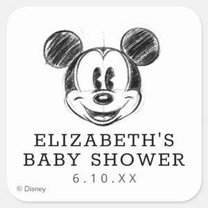 Vintage_Disney_Mickey_Mouse_Baby_Shower_Square_Sticker_2 Vintage Disney Mickey Mouse Baby Shower Square Sticker