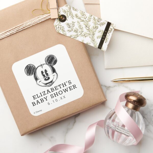 Vintage_Disney_Mickey_Mouse_Baby_Shower_Square_Sticker_6 Vintage Disney Mickey Mouse Baby Shower Square Sticker