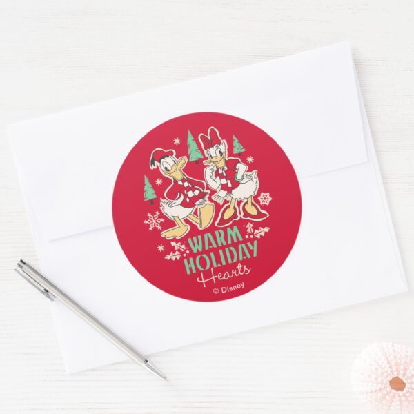 Vintage_Donald_&_Daisy___Warm_Holiday_Hearts_Classic_Round_Sticker_3 Vintage Donald Daisy Warm Holiday Hearts Classic Round Sticker