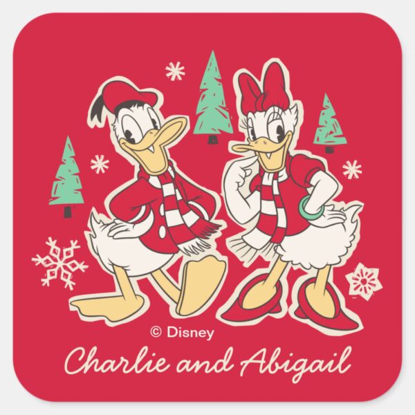 Vintage_Donald_&_Daisy___Warm_Holiday_Hearts_Square_Sticker_1 Vintage Donald Daisy Warm Holiday Hearts Square Sticker