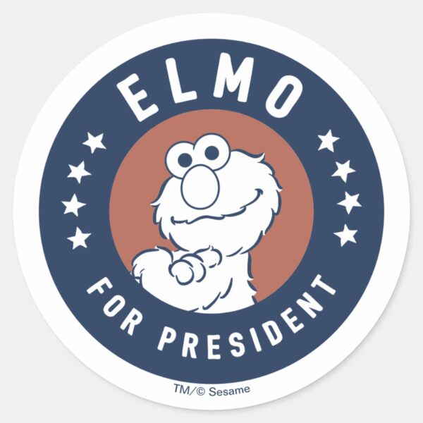 Vintage_Elmo_for_President_Badge_Classic_Round_Sticker_1 Vintage Elmo For President Badge Classic Round Sticker