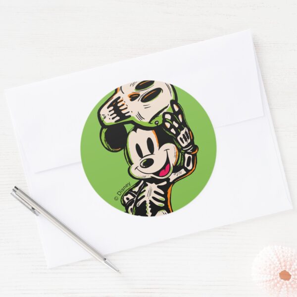 Vintage_Mickey_Mouse_Skeleton_Costume_Classic_Round_Sticker_3 Vintage Mickey Mouse Skeleton Costume Classic Round Sticker