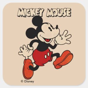 Vintage Mickey Mouse Square Sticker
