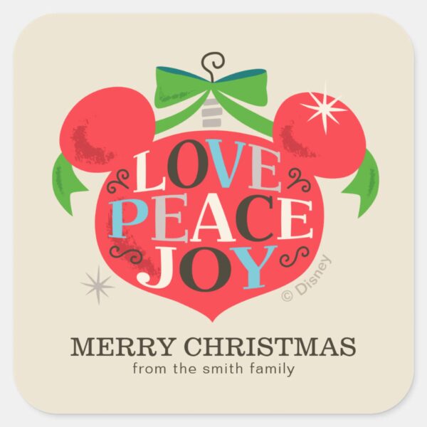 Vintage_Mickey_Mouse___Love,_Peace_&_Joy_-_Custom_Square_Sticker_1 Vintage Mickey Mouse Love Peace Joy Custom Square Sticker