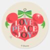Vintage_Mickey_Mouse___Love,_Peace_&_Joy_Classic_Round_Sticker_1 Vintage Mickey Mouse Love Peace Joy Classic Round Sticker