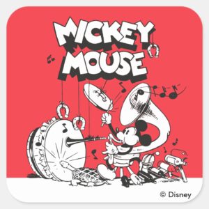 Vintage Mickey Silly Insturments Square Sticker