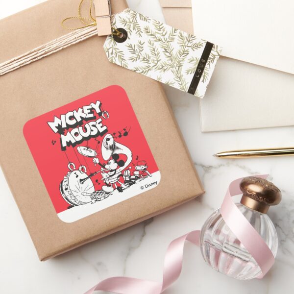 Vintage_Mickey_Silly_Insturments_Square_Sticker_5 Vintage Mickey Silly Insturments Square Sticker