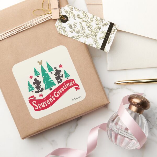 Vintage_Mickey_&_Minnie___Season's_Greetings_Square_Sticker_5 Vintage Mickey Minnie Seasons Greetings Square Sticker