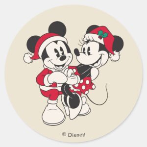 Vintage Mickey Minnie Warm Cozy Classic Round Sticker