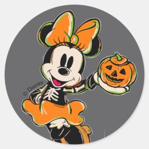 Vintage Minnie Mouse Skeleton Costume Classic Round Sticker