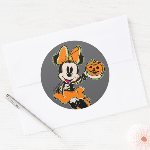Vintage_Minnie_Mouse_Skeleton_Costume_Classic_Round_Sticker_3 Vintage Minnie Mouse Skeleton Costume Classic Round Sticker