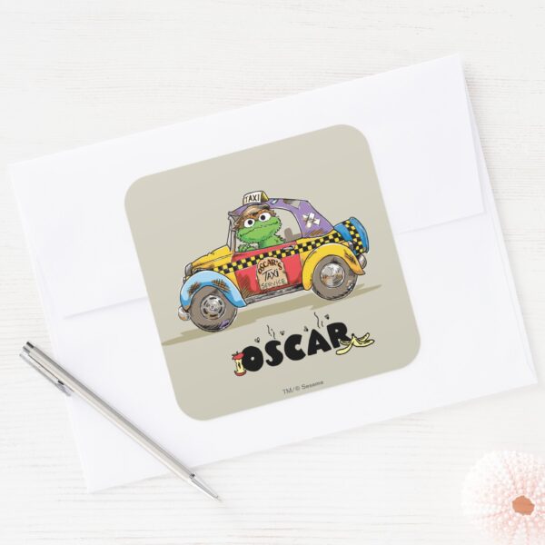 Vintage_Oscar's_Taxi_Service_Square_Sticker_3 Vintage Oscars Taxi Service Square Sticker