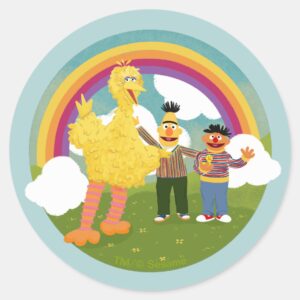 Vintage_Sesame_Street_Friends_Rainbow_Classic_Round_Sticker_1 Vintage Sesame Street Friends Rainbow Classic Round Sticker