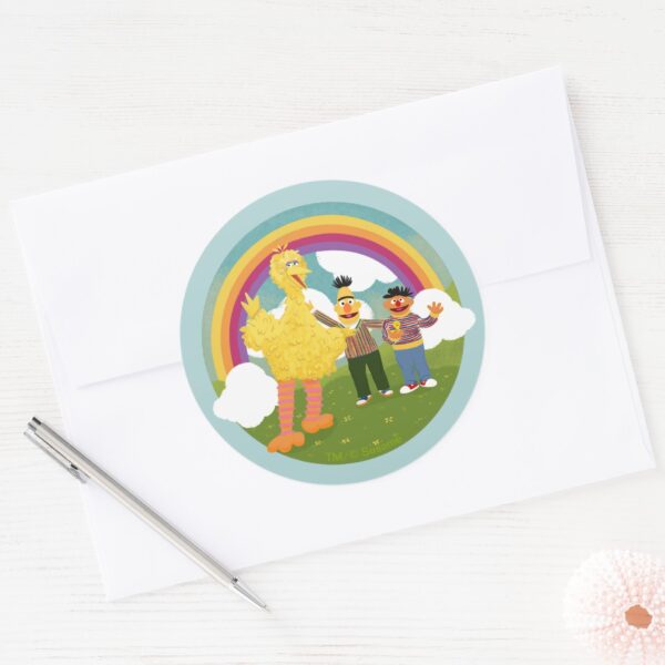 Vintage_Sesame_Street_Friends_Rainbow_Classic_Round_Sticker_3 Vintage Sesame Street Friends Rainbow Classic Round Sticker