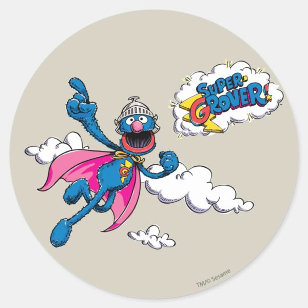 Vintage_Super_Grover_Classic_Round_Sticker_1 Vintage Super Grover Classic Round Sticker