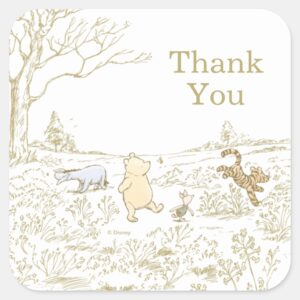 Vintage Winnie The Pooh 100 Acre Wood Baby Shower Square Sticker