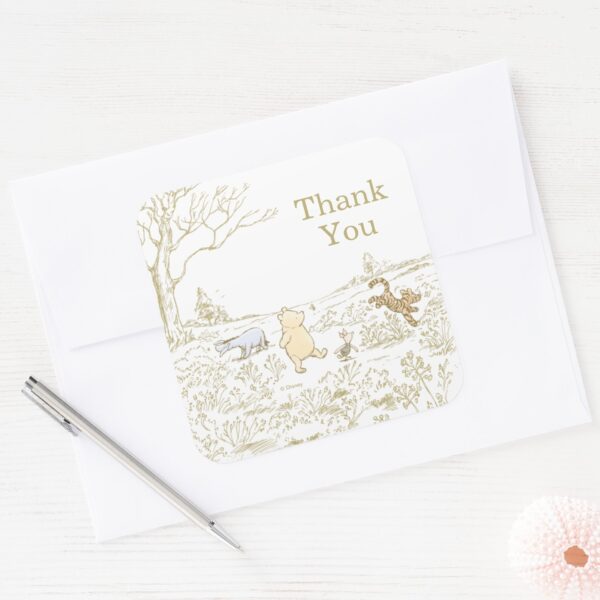 Vintage_Winnie_the_Pooh_100_Acre_Wood_Baby_Shower_Square_Sticker_4 Vintage Winnie The Pooh 100 Acre Wood Baby Shower Square Sticker
