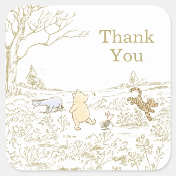 Vintage_Winnie_the_Pooh_100_Acre_Wood_Birthday_Square_Sticker_3 Vintage Winnie The Pooh 100 Acre Wood Birthday Square Sticker