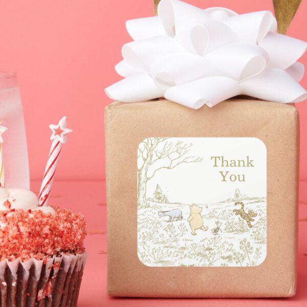 Vintage_Winnie_the_Pooh_100_Acre_Wood_Birthday_Square_Sticker_9 Vintage Winnie The Pooh 100 Acre Wood Birthday Square Sticker