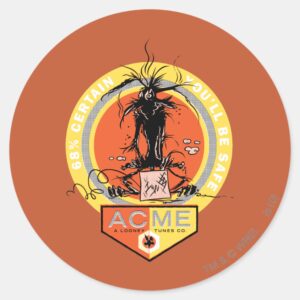 WILE_E._COYOTE™_Acme_-_68%_Certain_You'll_Be_Safe_Classic_Round_Sticker_1 WILE E. COYOTE™ Acme 68 Certain Youll Be Safe Classic Round Sticker