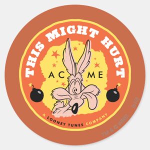 WILE_E._COYOTE™_Acme_-_This_Might_Hurt_Classic_Round_Sticker_1 WILE E. COYOTE™ Acme This Might Hurt Classic Round Sticker