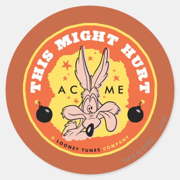 WILE_E._COYOTE™_Acme_-_This_Might_Hurt_Classic_Round_Sticker_1 WILE E. COYOTE™ Acme This Might Hurt Classic Round Sticker