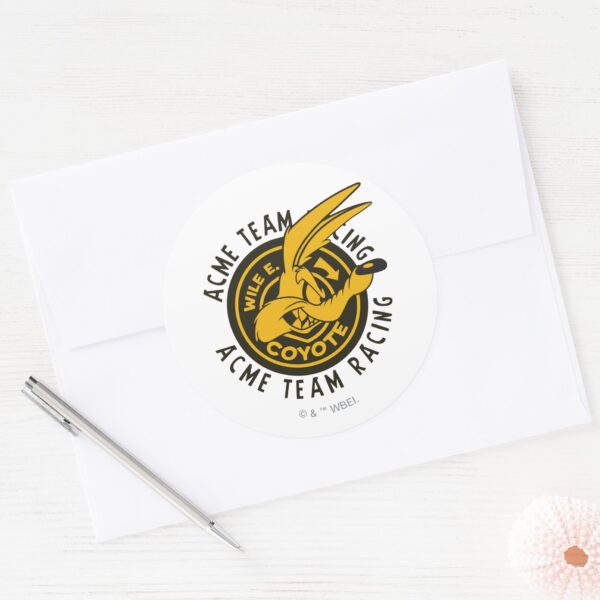 WILE_E._COYOTE™_Acme_Team_Racing_Classic_Round_Sticker_3 WILE E. COYOTE™ Acme Team Racing Classic Round Sticker