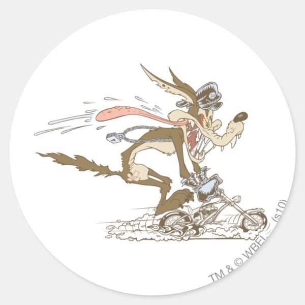 WILE_E._COYOTE™_Cycle_Racer_Classic_Round_Sticker_1 WILE E. COYOTE™ Cycle Racer Classic Round Sticker