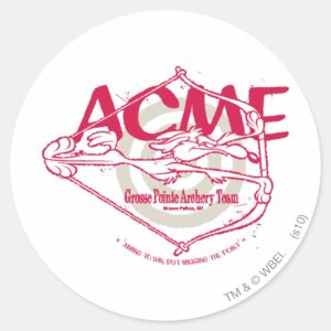 WILE E. COYOTE™ Grosse Pointe Archery Team Classic Round Sticker