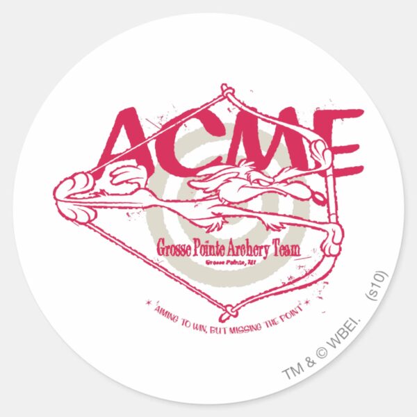WILE_E._COYOTE™_Grosse_Pointe_Archery_Team_Classic_Round_Sticker_1 WILE E. COYOTE™ Grosse Pointe Archery Team Classic Round Sticker