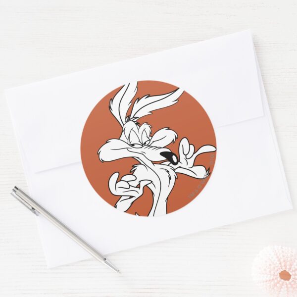 WILE_E._COYOTE™_Looking_Pleased_Classic_Round_Sticker_3 WILE E. COYOTE™ Looking Pleased Classic Round Sticker