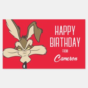 WILE E. COYOTE™ Pleased Head Shot Happy Birthday Rectangular Sticker