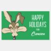 WILE E. COYOTE™ Pleased Head Shot Happy Holidays Rectangular Sticker