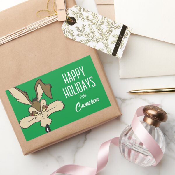 WILE E. COYOTE™ Pleased Head Shot Happy Holidays Rectangular Sticker