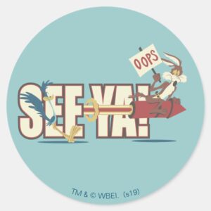 WILE E. COYOTE™ Rocketing Past ROAD RUNNER™ Classic Round Sticker