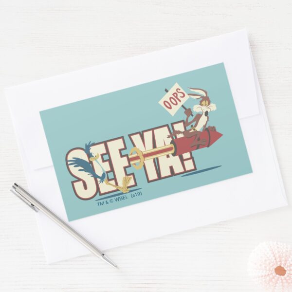 WILE E. COYOTE™ Rocketing Past ROAD RUNNER™ Rectangular Sticker